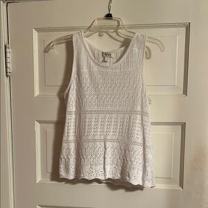 Style & Co White Ribbed Relaxed Tank Top